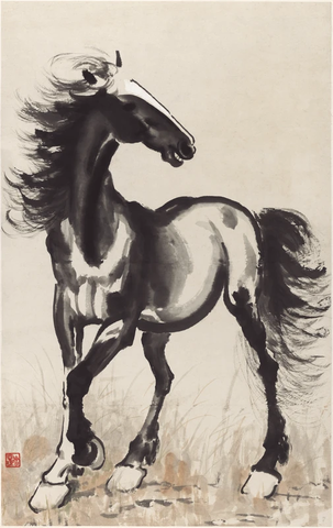 徐悲鸿 骏马图 纸本62.2x98.5 (2) 