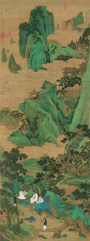 明 仇英 桃源仙境图 轴绢本设色175x66.7天博