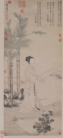 明 唐寅 仕女102x46