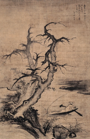 明 姜希孟 独钓图56x36