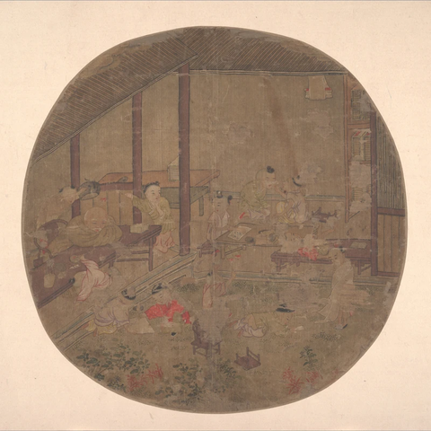 明 学童闹堂55X55