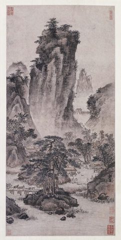 明 戴进 关山行旅图纸本61.8x29.7北京