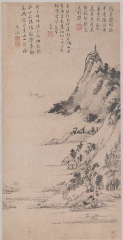 明 文嘉 石湖秋色图轴纸本76x40