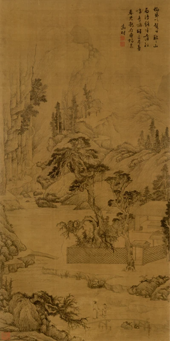 明 文徵明 携琴访友图 绢本40X80