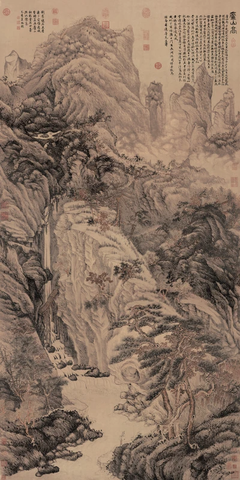 明 沈周 庐山高图 绢本193.8x98台北