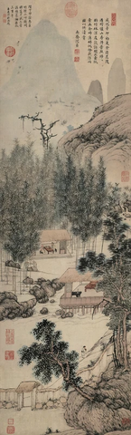 明 沈贞 竹炉山房纸本设色115.5x35 辽博