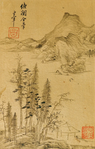 明 董其昌山水十二开-绢 (12)