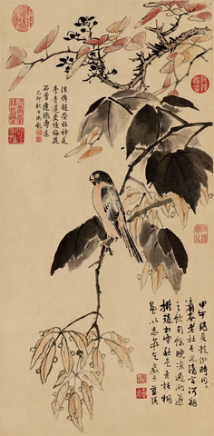 明 蓝瑛 秋色梧桐图 纸本65X32副本