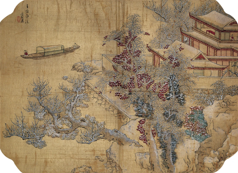 明 蓝瑛 雪溪图绫本27×38