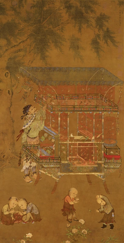 明 计盛 货郎图(轴)绢本191.5x99副本