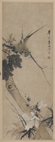 朱梦庐-花鸟百哥图轴 