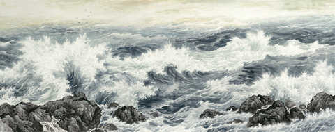 李平甲 观海听涛(全卷)145x365 