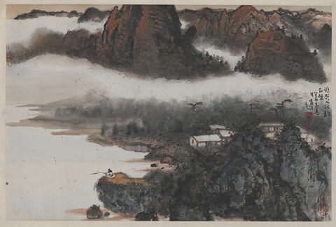 杨彦-江边垂钓图轴 