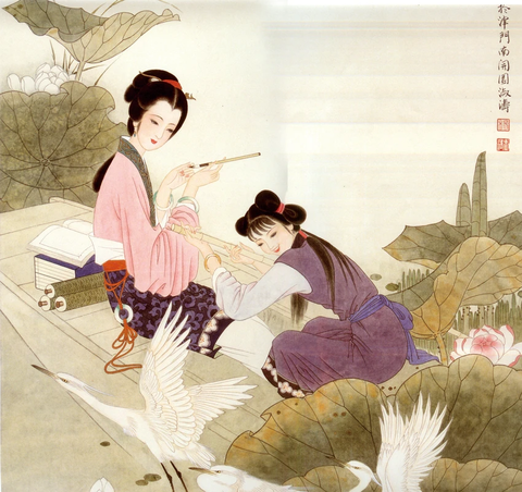 杨淑涛 工笔画仕女图 