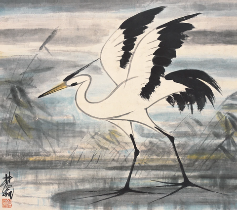 林凤眠 鹭鸶 50×45 