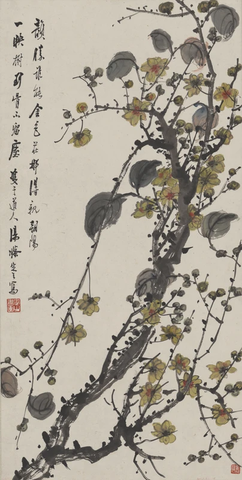 汤定之（汤滌）-腊梅图轴67X34 