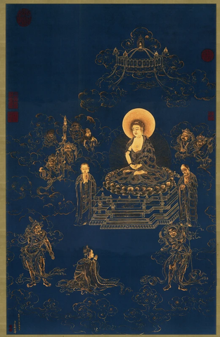 清 丁观鹏 无量寿佛 黑金101x66