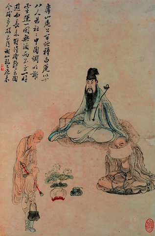 清 上官周  庐山观莲 纸本 37.4X25