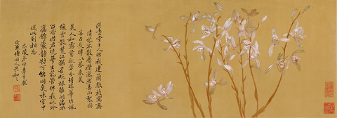 清 恽寿平 九兰图 绢本23.4x60.8cm 