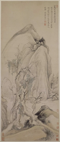 清 恽寿平 古木垂萝图轴纸本104.9x43台北