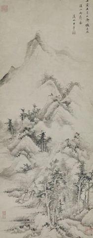 清 王翚 仿巨然溪山雨霁图114x45.4大都会