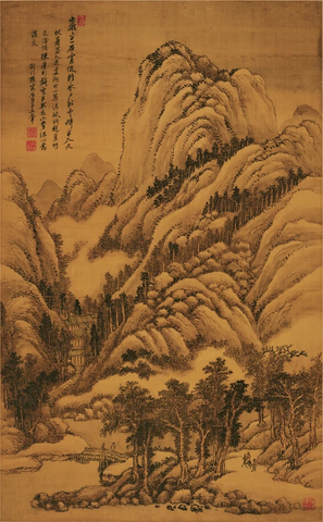清 王翬 仿古四季山水图 仿巨然夏山水笔法82.5x51.2 
