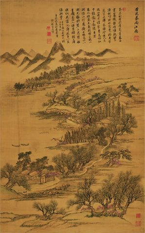 清 王翬 仿古四季山水图 仿杏花春雨江南82.5x51.2 