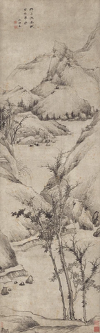 清 祝山嘲 仿倪去林山水 纸本 53.5x177.6