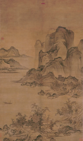 清 蓝瑛 秋山行旅图轴绢本 186.5x69
