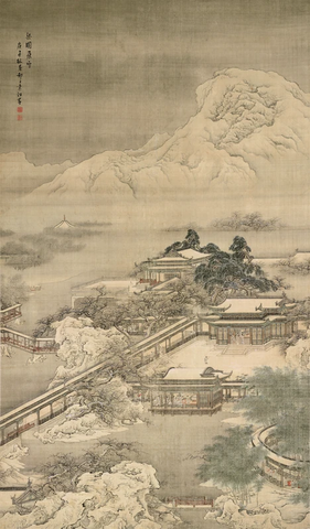 清 袁江 梁园飞雪 绢本202.8X118