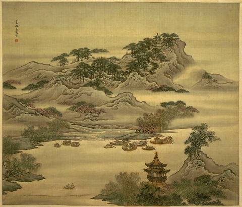 清 袁耀 山水四条屏-扬州四景 万松叠翠绢本57X66.1故宫