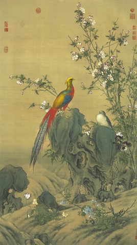 清 郎世宁 锦春图（绢本）121.7x68.1台北