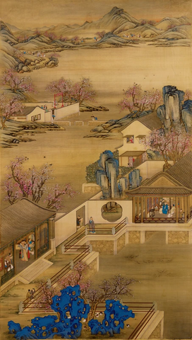 清 郎世宁 雍正十二月圆明园行乐图绢本188.2x102.2