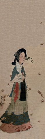 清代 任熊 湘夫人图154x50上海博物馆