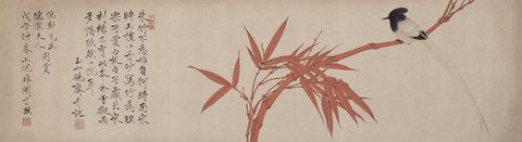 清末 于非阖 朱竹图卷纸本34x127