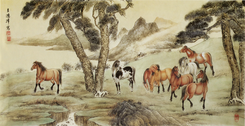 王洪泽 八骏图44x85 