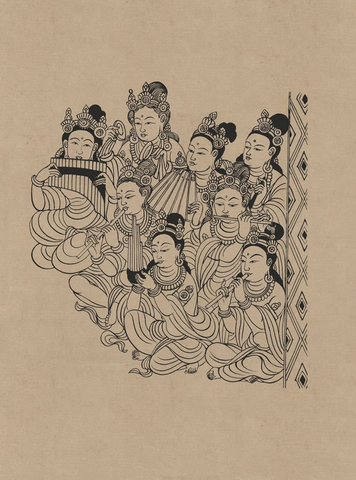 莫高窟154窟 中唐 报恩经变中的坐部伎 