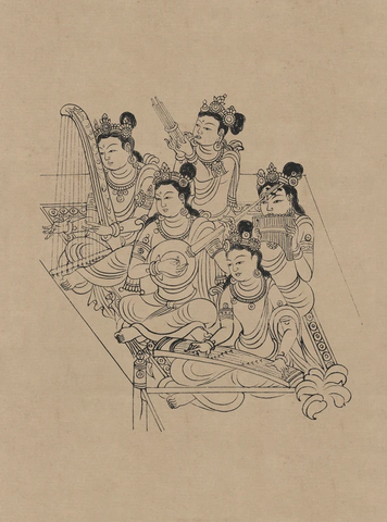 莫高窟159窟 中唐 观无量寿经变中的坐部伎 