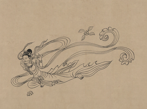 莫高窟327窟 西夏 飞天伎乐 