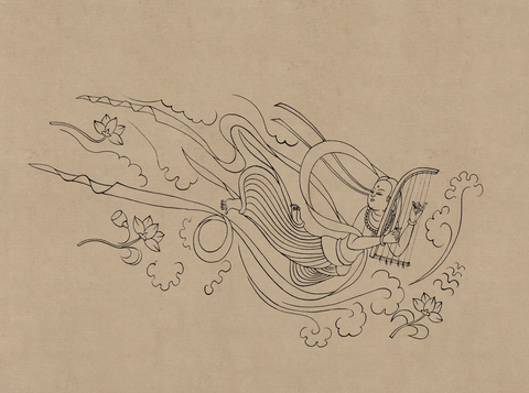 莫高窟329窟 初唐 飞天伎乐 (2) 