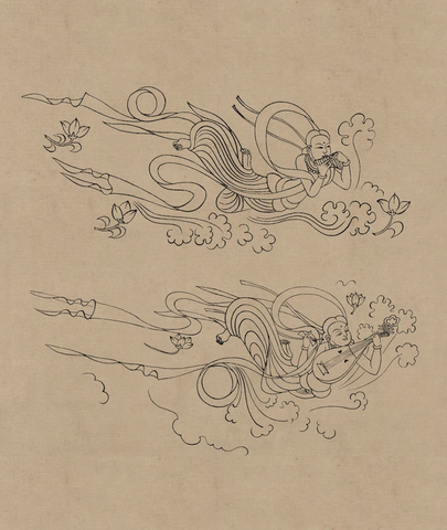 莫高窟329窟 初唐 飞天伎乐 (3) 