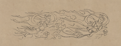 莫高窟390窟 隋 飞天伎乐 