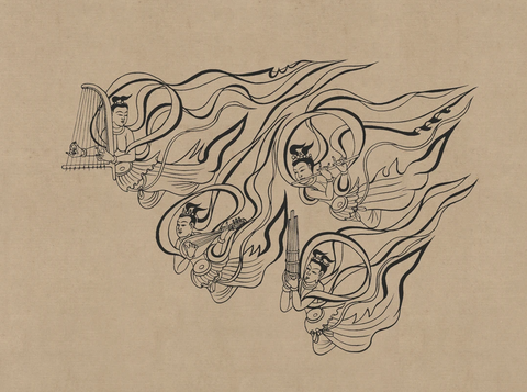 莫高窟420窟 隋 飞天伎乐 