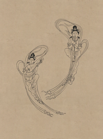 莫高窟44窟 盛唐 飞天伎乐 