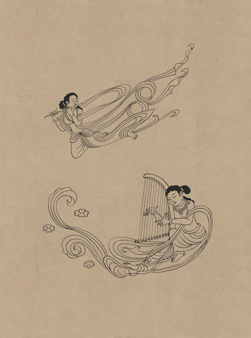 莫高窟55窟 西夏 飞天伎乐 