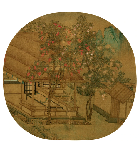 赵大亨 薇省黄昏图辽博 24.5x25 国画