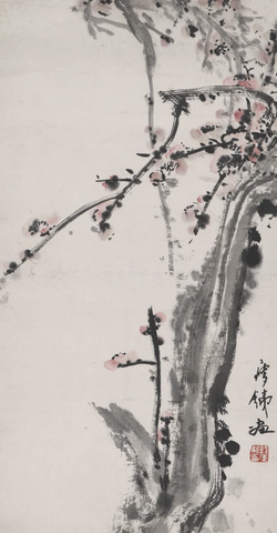 钱痩铁-红梅图轴46X24 