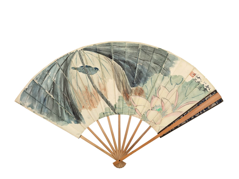 钱达根 设色纸本、水墨金笺 