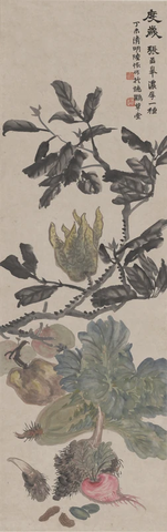 陆恢（廉天）-佛手图轴98X31 