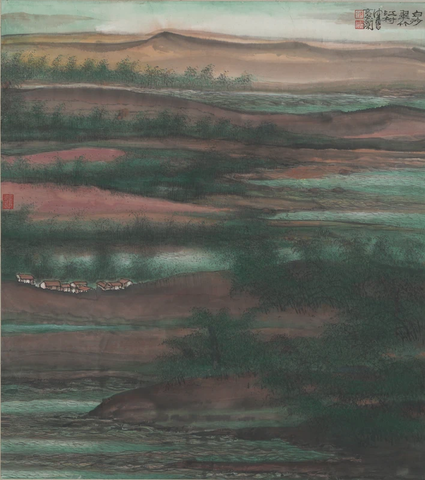 陈佩秋 白纱山水图轴 67X60 